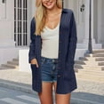 thumbnail image 6 of idosla Open Front Cardigan for Women 2025 Summer Long Sleeve Button Down Knit Sweaters Loose Fit Outwear with Pockets (Navy, M), 6 of 9