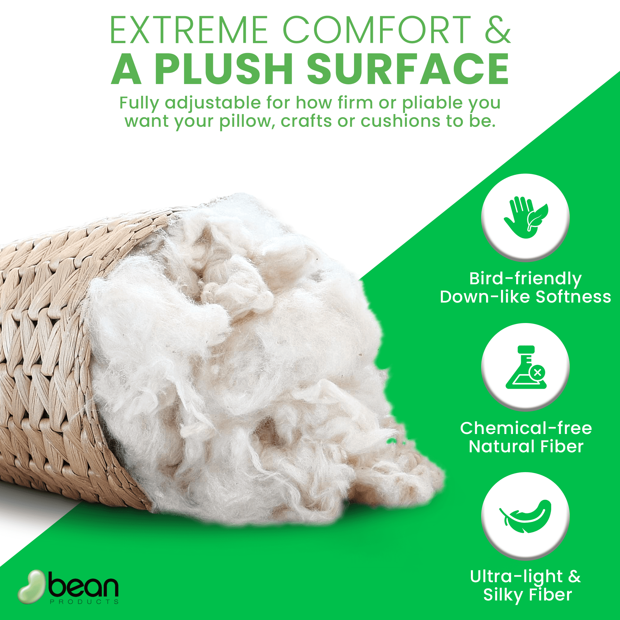 Kapok Fill - Perfect for Pillows, Pet Beds, Couches & More - Made in USA, 20 lbs