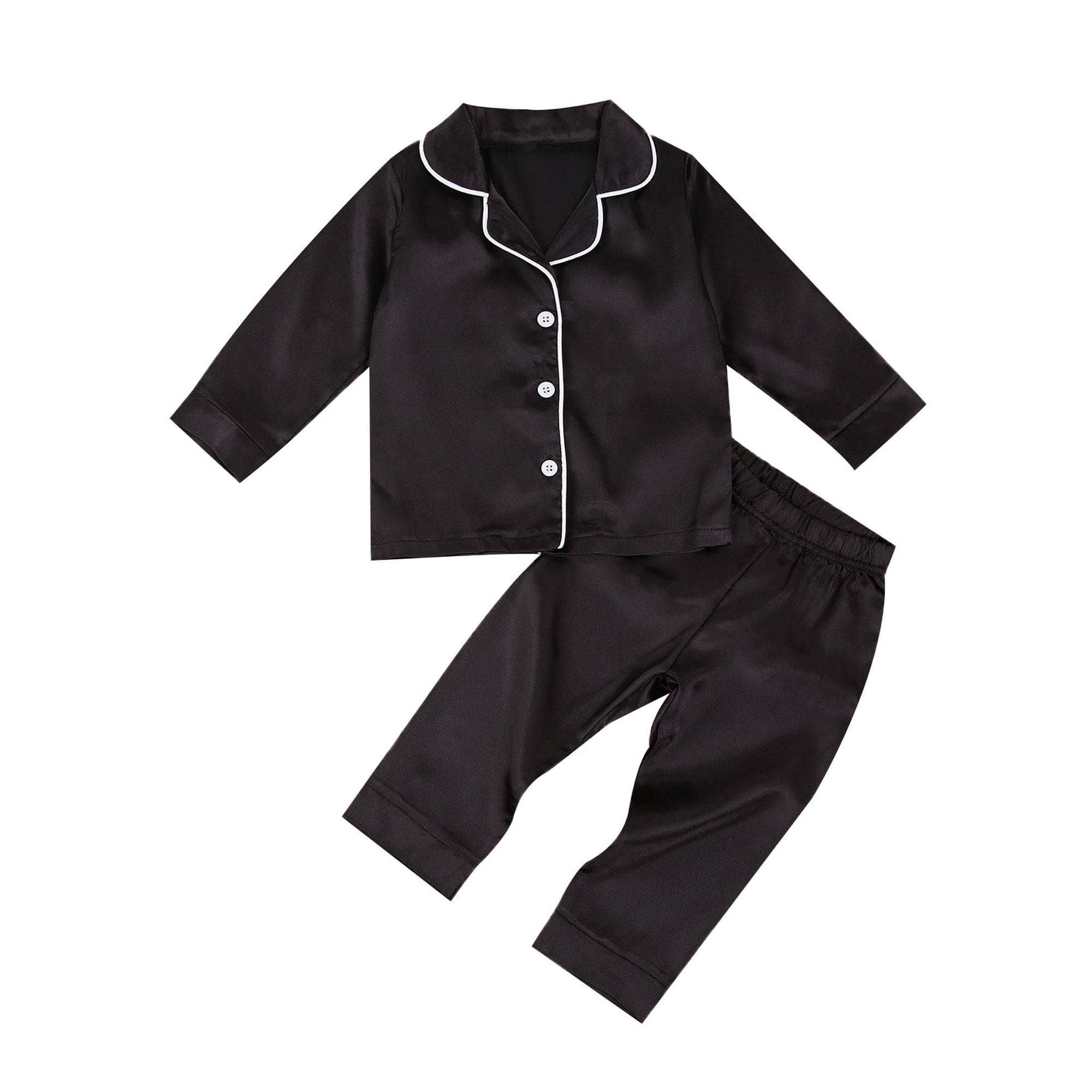 Meihuida Toddler Baby Satin Silk Pajamas Set, Button-Down 2-Piece ...