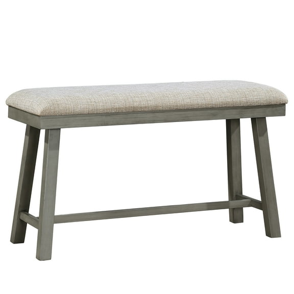 Foam Seat Counter Height Bench, Gray Finish For Dining Room Industrial Style Fabric Cushioned
