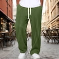 thumbnail image 4 of Mens Corduroy Pants Lightweight Elastic Casual Waist Drawstring Pants Straight Baggy Pants with Pockets Green XL, 4 of 6