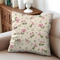 thumbnail image 4 of Pink Flowers Pillow Covers Square Pillow Covers,Soft Pillow Cas Covers,linen Pillowcases Double-sided Printing for Sofa Couch Outdoor Decor,Pillow Case Set Of 2,16x16 Inches, 4 of 7