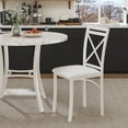 thumbnail image 5 of VECELO 5-Piece Dining Table Set, Modern Faux Marble Table and 4 Upholstered Chairs Set for 4, Round Dining Room Table Set for Small Space, Breakfast Nook, Apartment, White, 5 of 12