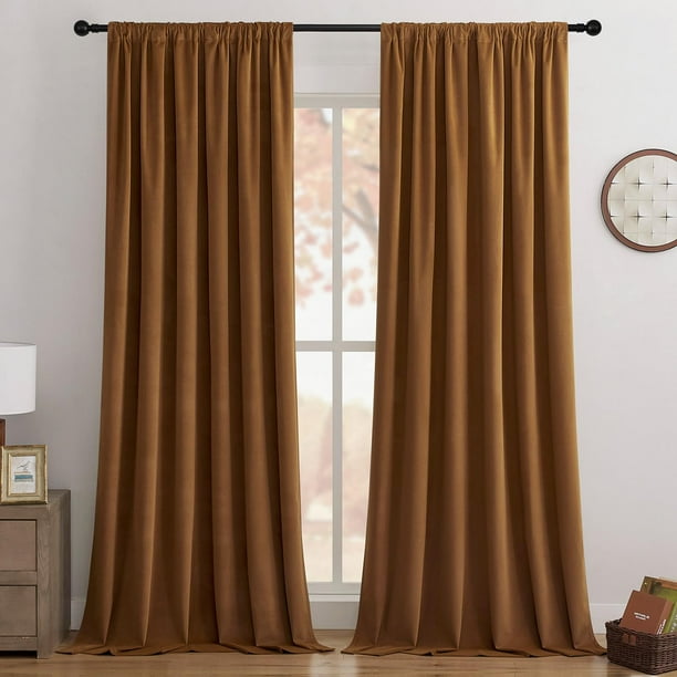 Cortinas Joydeco 2 Paneles de Terciopelo Marrón Opacas 132x274cm