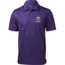 US Army Star Logo White Chest Print Textured Polo Shirt, 2XL Purple