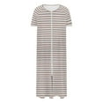 thumbnail image 4 of Dasayo Zipper Womens Nightgowns Plus Size Long Nightgown Side Split Striped Sleepwear Gowns for Women Sleepwear XXL, 4 of 7