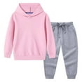 thumbnail image 3 of Owordtank Girls Boys 2 Piece Tracksuit Athletic Sweatsuits Sets Hooded Sweatshirt and Jogger Sweatpants Clothing Sets for Kids, 3 of 8