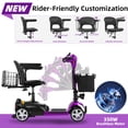 thumbnail image 5 of Mbxcooter 15 Miles 4 Wheels Mobility Scooter for Adults&Seniors Up to 300LBS,350W Electric Powered Wheelchair Device with Extended Battery,Dual Baskets,Rotating Seat,Compact Mobile for Travel,Purple, 5 of 10