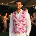 thumbnail image 4 of Yuyamidu Pink Heart Men's Slim Fit Suit Vest Waistcoat with 3 Pockets for Business Formal Wedding Prom and Casual Tuxedo Wear, Valentine's Day Clothing Size 3XL, 4 of 7