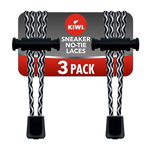 KIWI Sneaker Notie Shoe Laces, Black & White, One Size Fits All, 3 Pairs