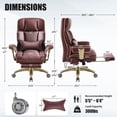 thumbnail image 6 of Falvinoryn Big and Tall Office Chair, Heavy-Duty Executive Office Chairs with Adjustable Lumbar and Quiet Rubber, Ergonomic High Back Computer Desk Chair, Brown, 6 of 8