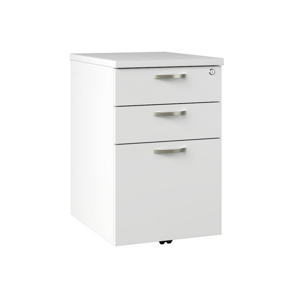 Easy Office 3 Drawer Mobile File Cabinet in Pure White - Engineered Wood