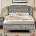 thumbnail image 2 of Furniture of America Serena Velvet-like Platform Bed, Eastern King, Gray, 2 of 5