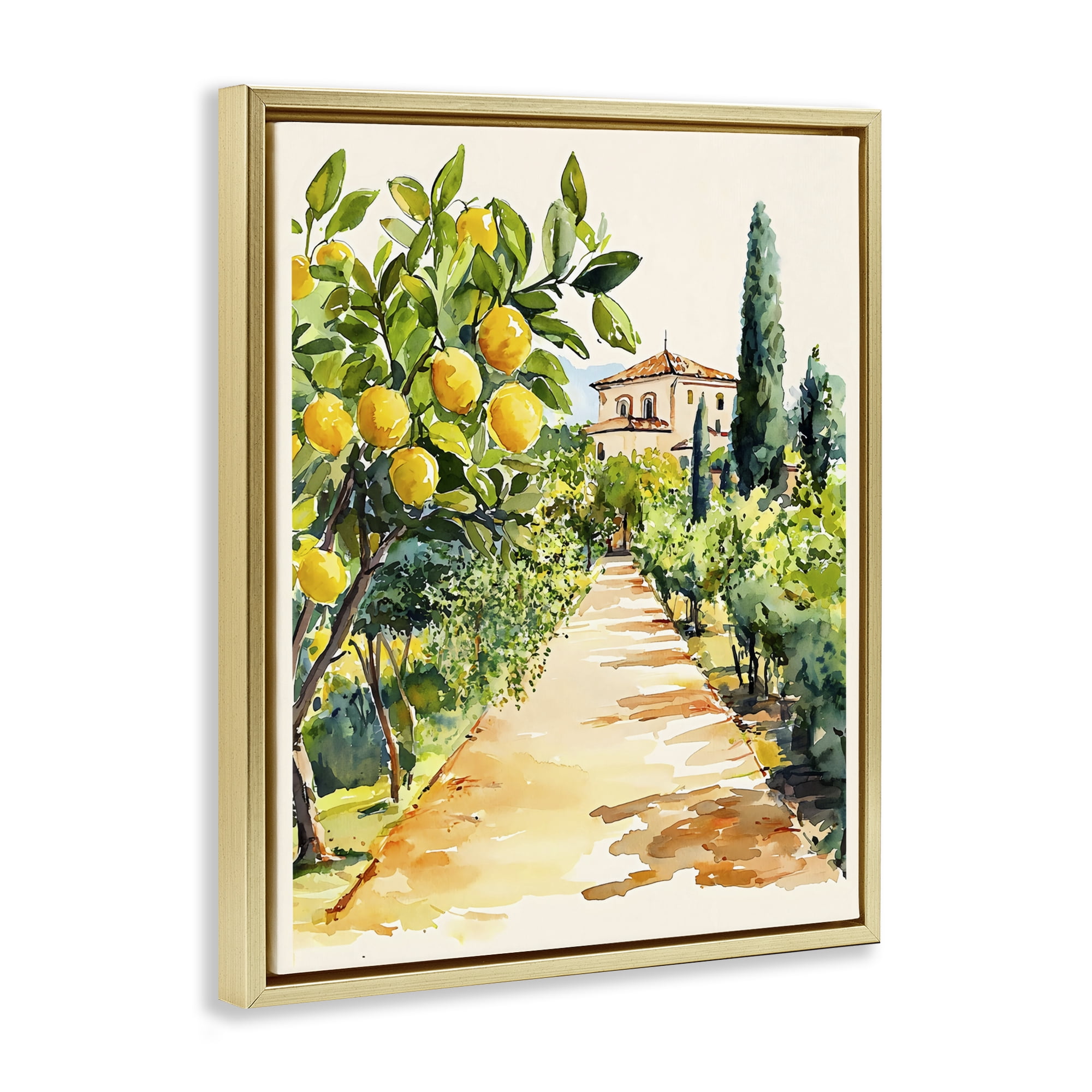 Stupell Industries Lemon Grove Pathway Gold Framed Floater Canvas Wall Art, design by LSR Design Studio