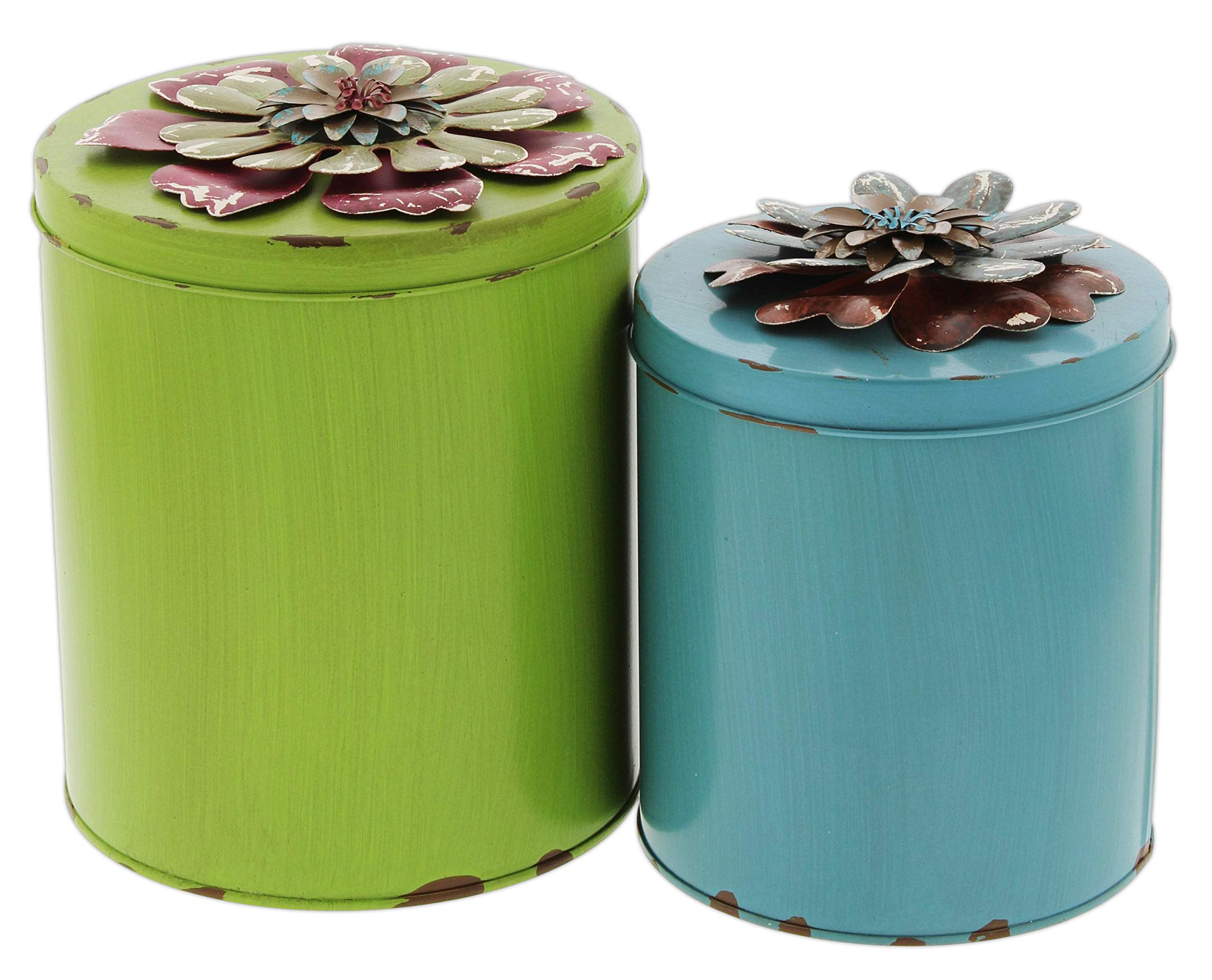 Fresh lime green kitchen canisters Ohio Wholesale Decorative Metal Canisters In Lime Green Blue Set Of 2 Walmart Com