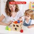 thumbnail image 2 of TOOKYLAND Wooden Shape Sorting Cube - Sorter Box Educational Toy, Ages 12m+, 2 of 9