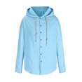 thumbnail image 6 of Busydd Shirts for Men Casual Oversized Drawstring Linen Shirt Solid Color Long Sleeve Button Hooded Men's Clothing 4XL, 6 of 9