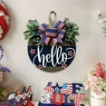 thumbnail image 3 of 4th of July Welcome Sign for Front Door Decoration,11.8 Inches Round Wood Wreaths Hanging Welcome Sign for Independence Day,Patriotic Wreath Hangers with Green Plants and Bow for Memorial Day, 3 of 6