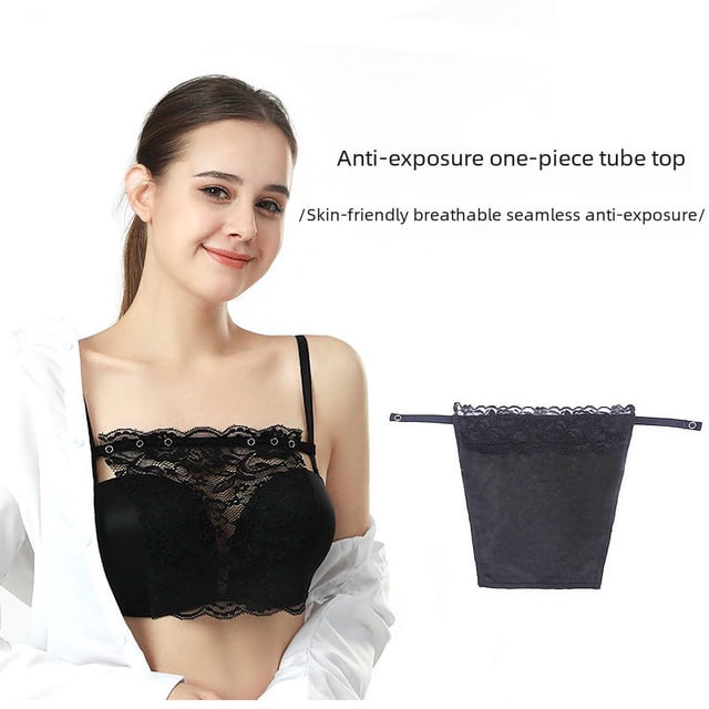 Artefacto antiexposición para mujer, de una pieza, con borde de encaje, ropa interior, envuelto en el pecho, sin costuras, que cubre el pecho, tela fina