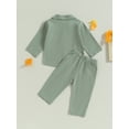 thumbnail image 4 of GXFC Toddler Boys Fall Outfits 6M 1T 2T 3T 4T Kids Boys Long Sleeve Button Down Lapel Shirt Tops and Pants Children Boys Autumn Casual 2 Piece Set, 4 of 9