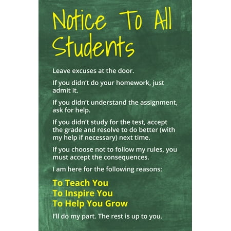 Notice To All Students, motivational classroom