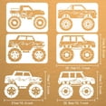 thumbnail image 2 of 4PCS Monster Truck Stencil - 8.3x11.7 inch Reusable Plastic PET Large Wheel Drawing Template with Skull Pattern and Vehicle Theme, 2 of 7