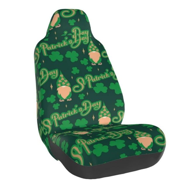 Wukai St Patrick's Day9 Full Set Car Seat Covers with Soft Padding Universal Auto Front Seats Protector and Cushion Mat