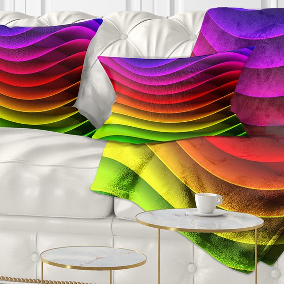 Designart Rainbow Downward Wave Pattern - Modern Digital Throw Pillow - 12x20