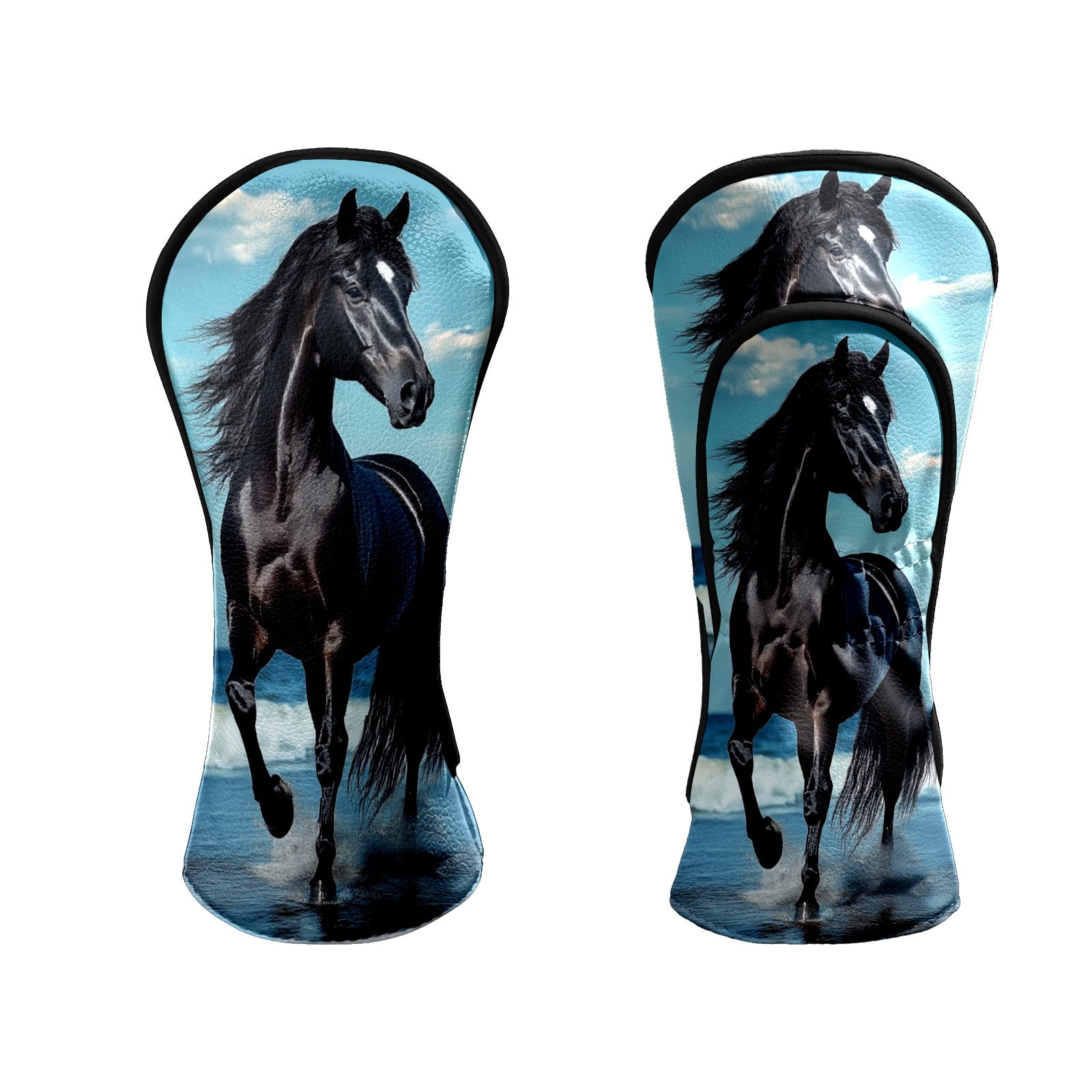 Golf Club Head Covers Majestic Stallion Waterproof Leather Golf Head Covers for Men Women Driver Head Cover Fairway Headcover for Golf Lovers