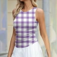 thumbnail image 2 of LIaqionyy Women's Tank Top Plaid Crew Neck Sleeveless Cami Slim Summer Casual Fashion Outing Shirts Tops Clothes, 2 of 5