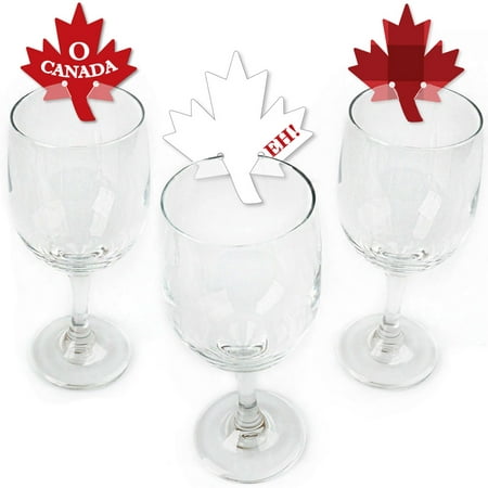 Canada Day - Shaped Canadian Party Wine Glass Markers - Set of