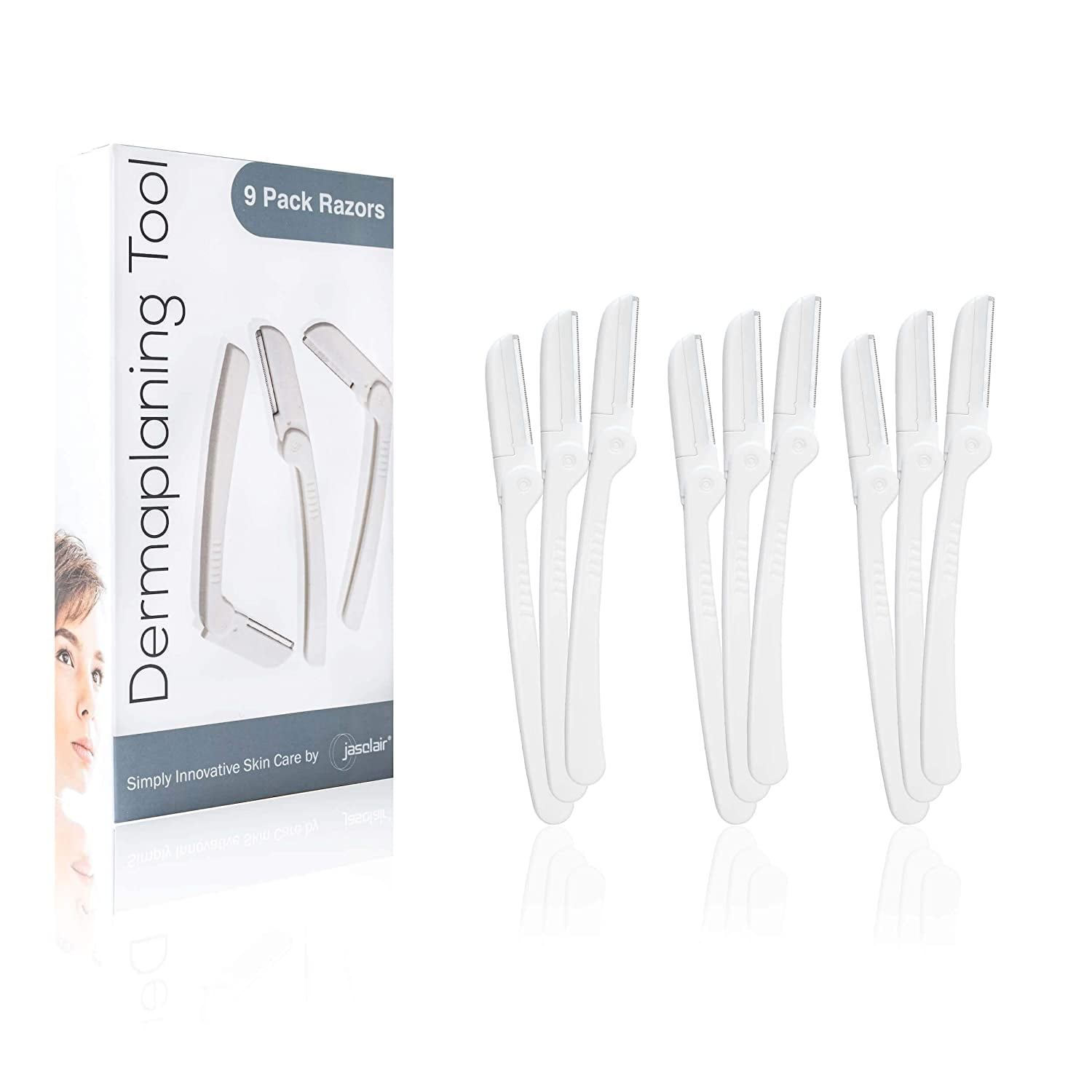 Dermaplaning Tool (9 Count) \u2013 Easy to Use Razor For Face \u2013  Practical Hair Remover Blade for Eyebrows and Peach Fuzz \u2013 Facial  Shaver for Women That Helps Exfoliate and Smooth the
