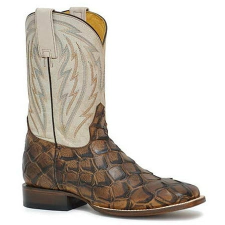

Men s Roper Big Fish Pirarucu PRINT Hybrid Sole Boots Handcrafted Tan