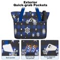thumbnail image 2 of Tote Bag for Women - Blue Christmas Snowflake Pattern Shoulder Bag - Large Utility Work Duffle Bag with Zipper Handbag for Travel, Work, Sprots, 2 of 5