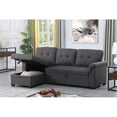 thumbnail image 6 of Kingfisher Lane Modern Linen Fabric Reversible Sleeper Sofa with Chaise in Gray, 6 of 10