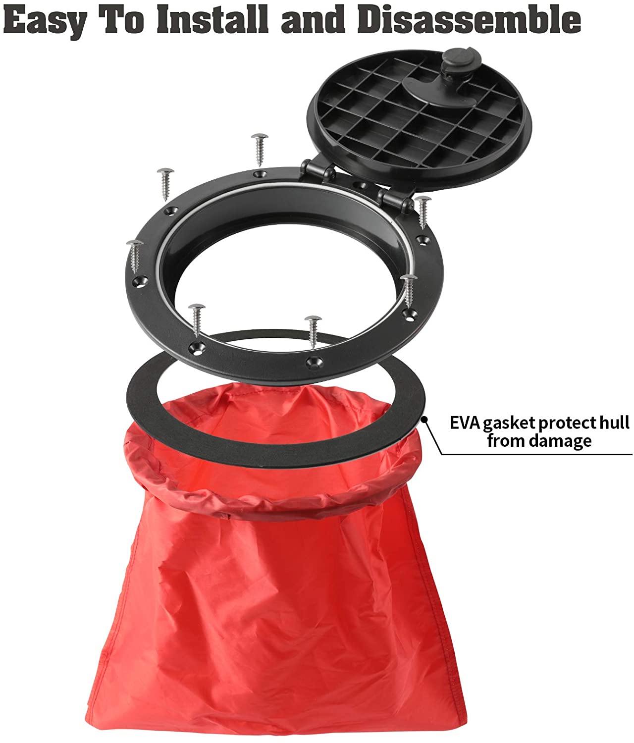2 Piece 6 Inch Black Deck Plate Kit Storage Bag Kayak Boat Accessory