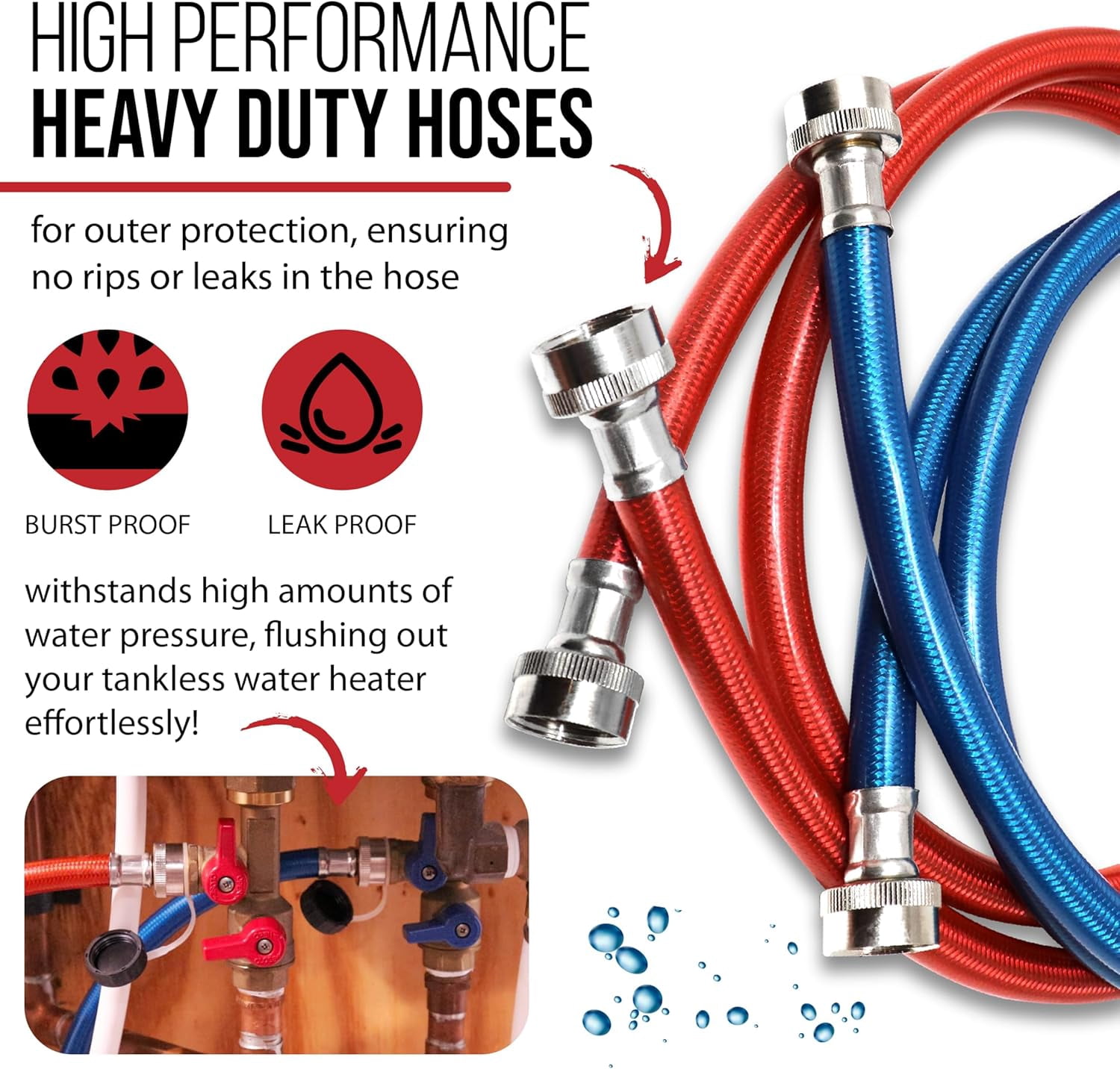 Safetech Tankless Water Heater Flushing Kit, 1/6 HP Utility Pump with Screw-Top Lid Bucket, Premium Braided Hoses & Quart Descaler Solution
