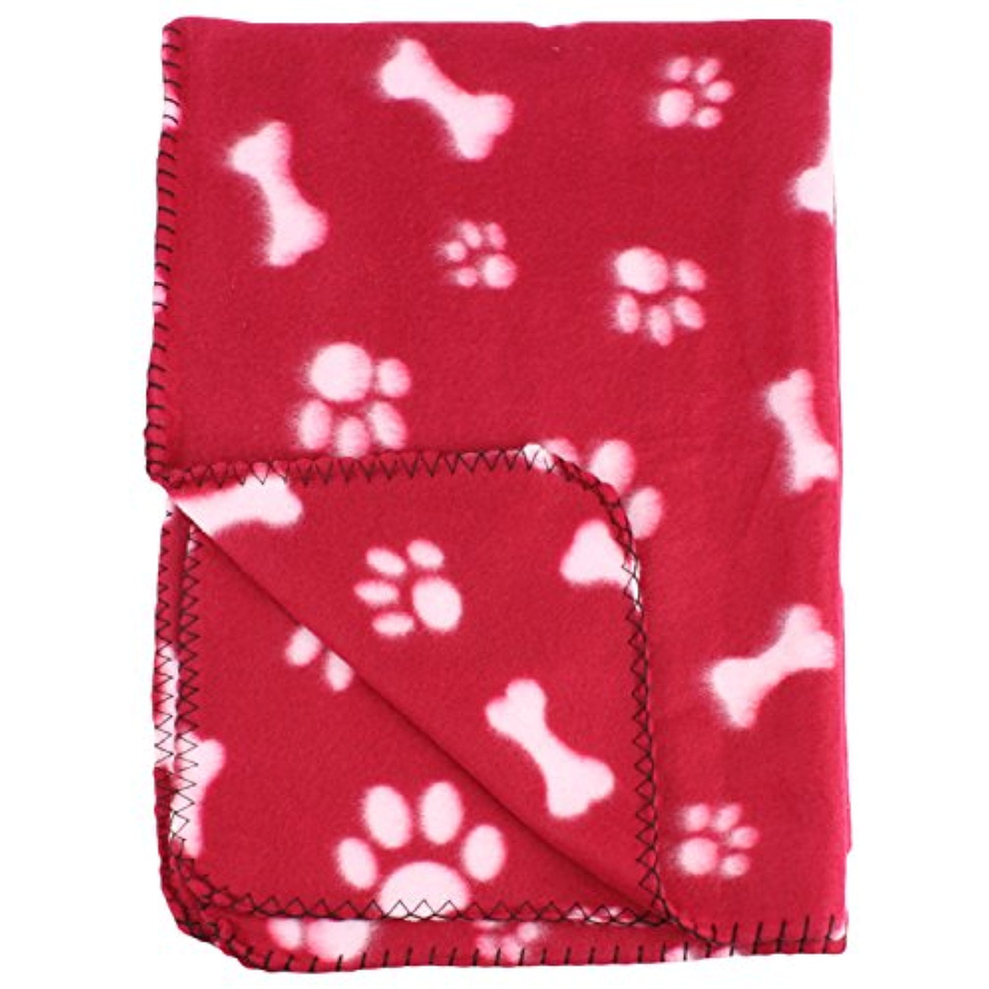 30x21 Inch Dog / Cat Fleece Blanket Bone and Paw Print Assorted Color Pet Blankets by bogo