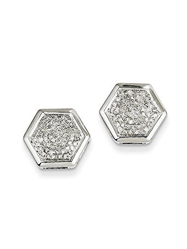 Jewelry Themed Earrings 14K White Gold Medium Flower and Jacket Diamond Post Earrings