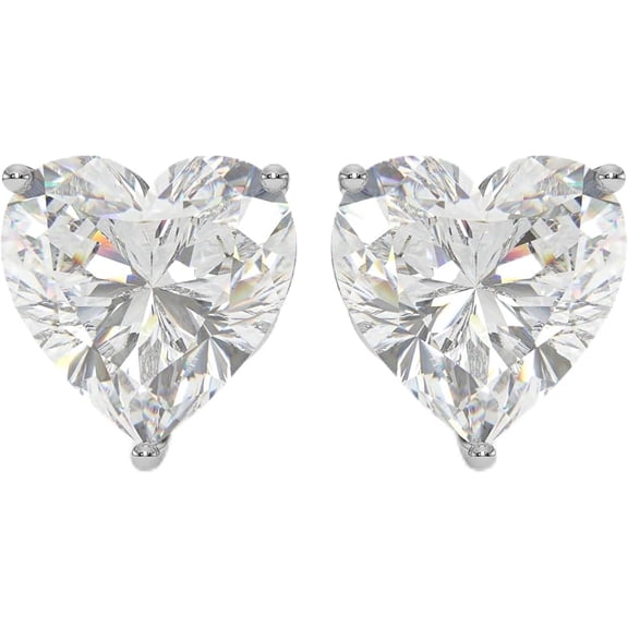 1 Ct Heart Shape Lab Grown Diamond Stud Earrings in 14K White Gold