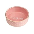 thumbnail image 5 of Doggy Parton, Dog Bowls, Gold Trim Butterfly Pet Bowl, Pink, Large, 5 of 15