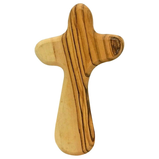 Cruz de madera de olivo de mano, pequeña cruz de oración de madera para decoración, crucifijo, adorno de fe para fiestas y reuniones