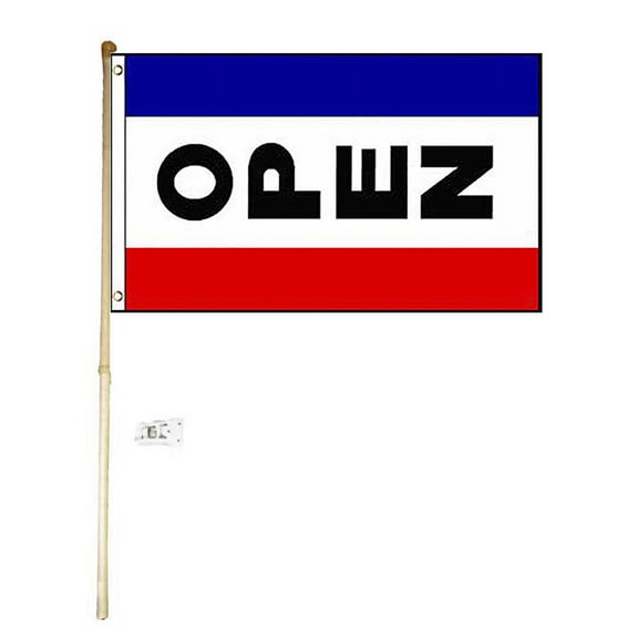 5' Wood Flag Pole Kit Wall Mount Bracket 3x5 Open Vertical RWB Polyester Flag