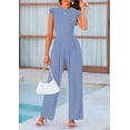 thumbnail image 4 of PRETTYGARDEN Summer Jumpsuits for Women Dressy Casual Ruffle Cap Sleeves Romper Crew Neck Rib Knit One Piece Outfits, 4 of 8
