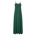 thumbnail image 4 of BLVB Womens Casual Sleeveless Sundress Loose Plain Long Summer Beach Maxi Dress Zipper V Neck Fashion Dress, 4 of 7