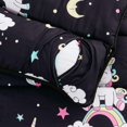 thumbnail image 4 of Extra Long Unicorn Nap Mat, with Removable Pillow for Kids Toddler Boys Girls Daycare Preschool Kindergarten Sleeping Bag, White Unicorns Printed on Black, 100% Microfiber, 4 of 5