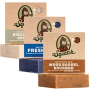 Dr. Squatch Men's Natural RE32Bar Soap from Moisturizing Soap Made from Natural Oils - Cold Process Soap with No Harsh Chemicals - Wood Barrel Bourbon, Fresh Falls, Birchwood Breeze (3 Pack)