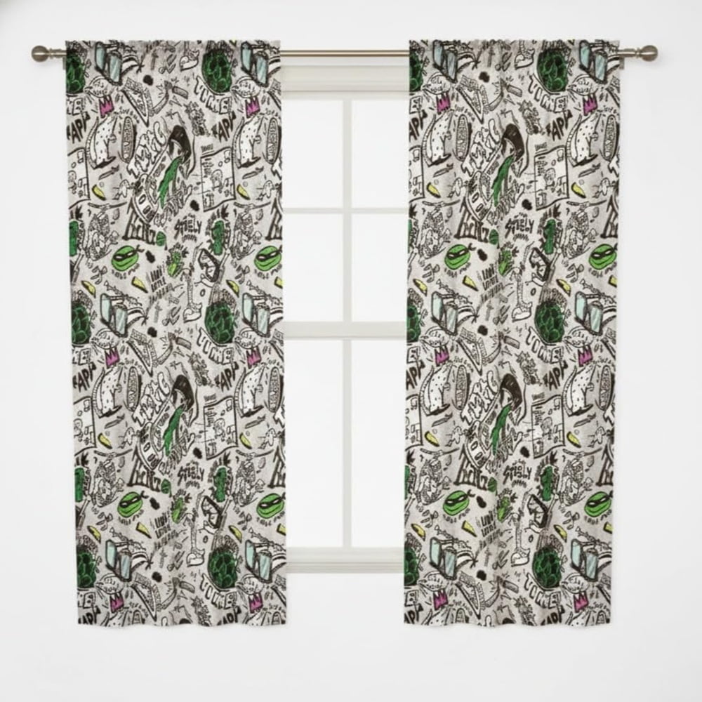 Teenage Mutant Ninja Turtles (42" x 63") Window Curtains for Kids Bedroom - 2-Piece Drape Set