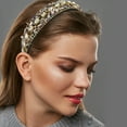 thumbnail image 3 of Unique Bargains Bling Rhinestone Headband Black Crushed Turquoise Rhinestone Wide Edge Hairband for Women 4.72"x1.65", 3 of 7