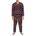 thumbnail image 3 of Picia red Minimalist Snowflake Pattern Men’s Long-Sleeve Sleepwear Set - Soft 2-Piece Loungewear with Pockets, Comfy PJs for Relaxing Nights-Small, 3 of 7